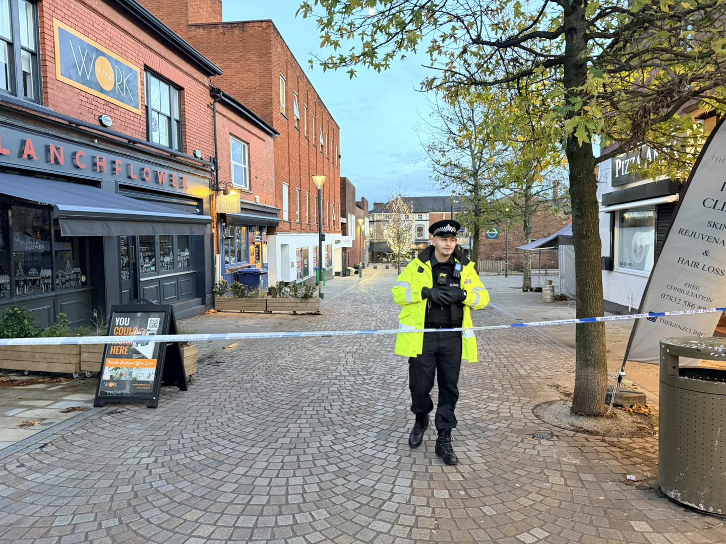 Man, 24, arrested on suspicion of attempted murder after Altrincham "stabbing" that left four hurt