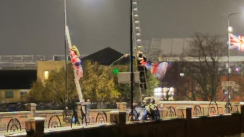Video: Union flags are back on the Altrincham flyover - just days after council removal