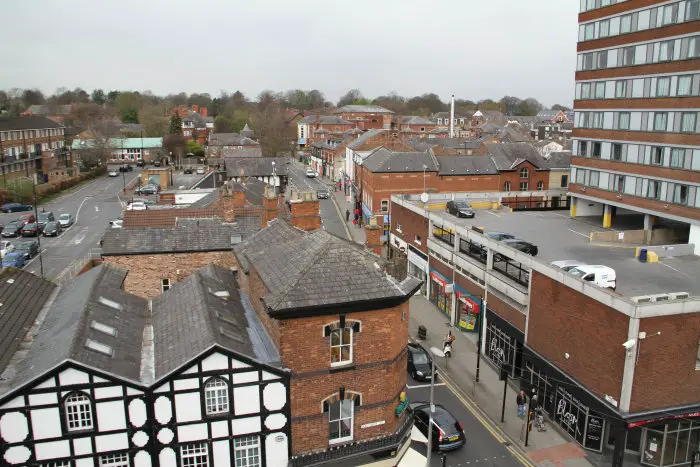 Looking up Regent Road from the roof