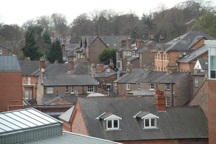 The rooftops of Altrincham, looking towards Hale