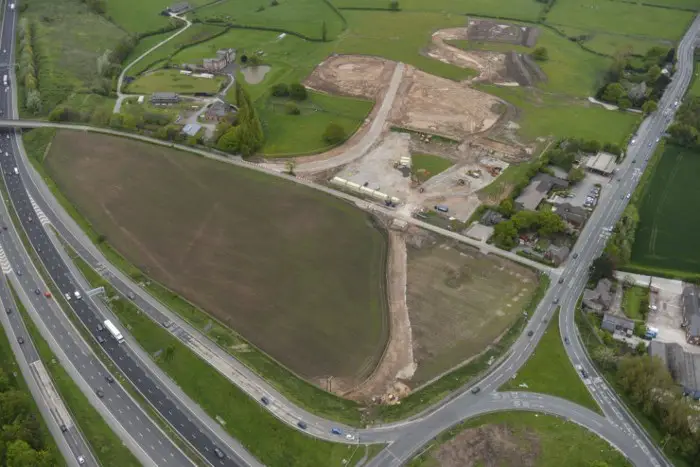 An overhead view of the A556 bypass project