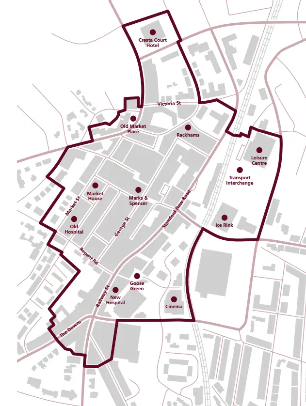The town centre area included in the BID