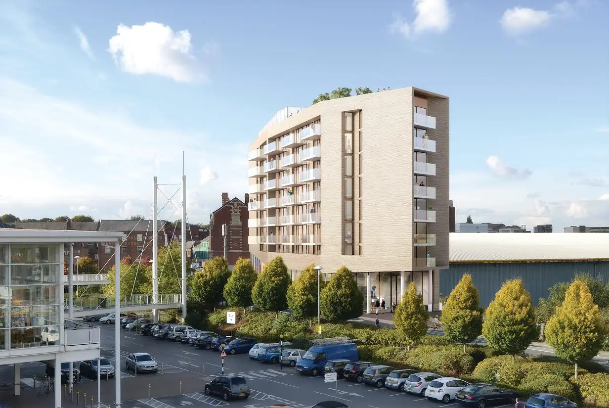 A CGI of the new apartment building at the heart of the Altair first phase