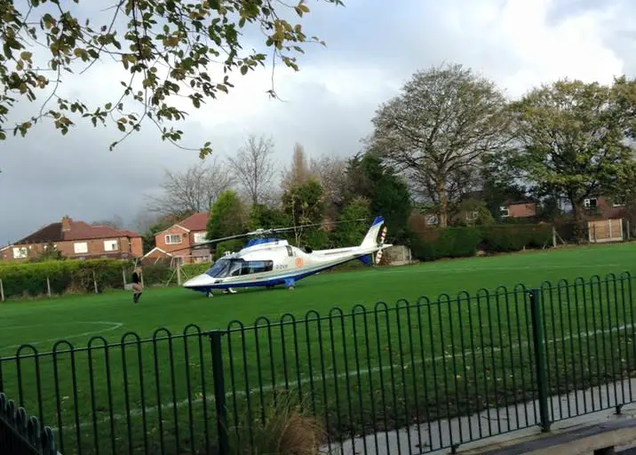 Another shot of the helicopter on the wrong school playing fields