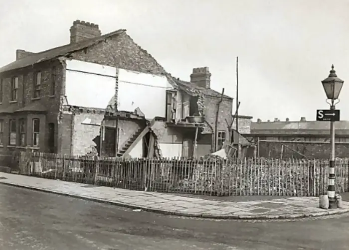 Houses demolished during the bombing on Oakfield Road and Moss Lane (courtesy Trafford Local Studies Centre)