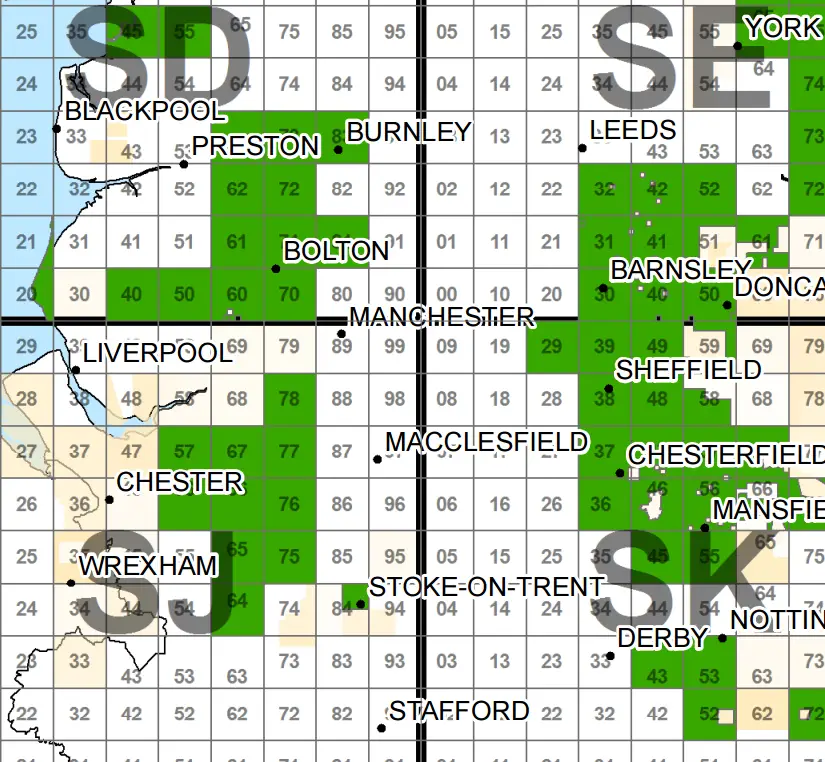 The blocks in green (Altrincham is number 78) show the areas awarded fracking licences yesterday