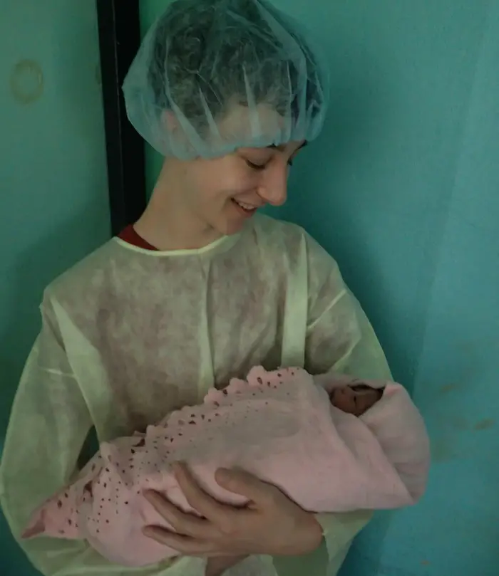 Rory with the baby he helped deliver