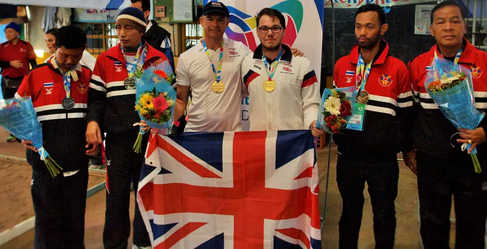 Sam (third from right) with his gold medal in Argentina
