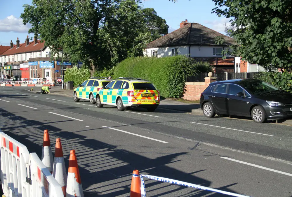 The black Vauxhall Astra involved in the incident is pictured on the right