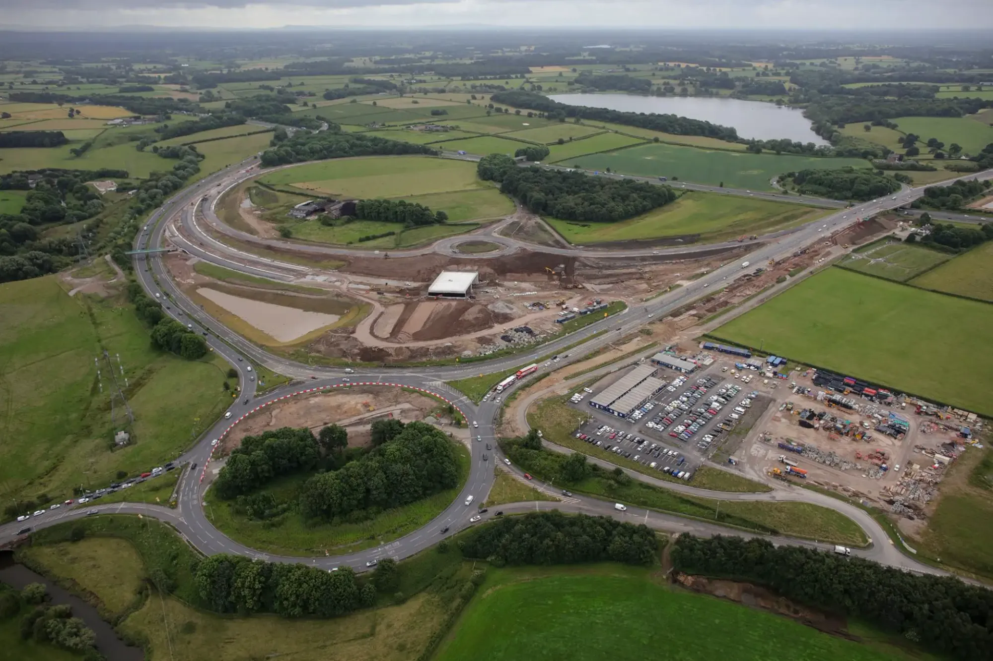 A recent aerial shot of the works taking place at the Bowdon roundabout