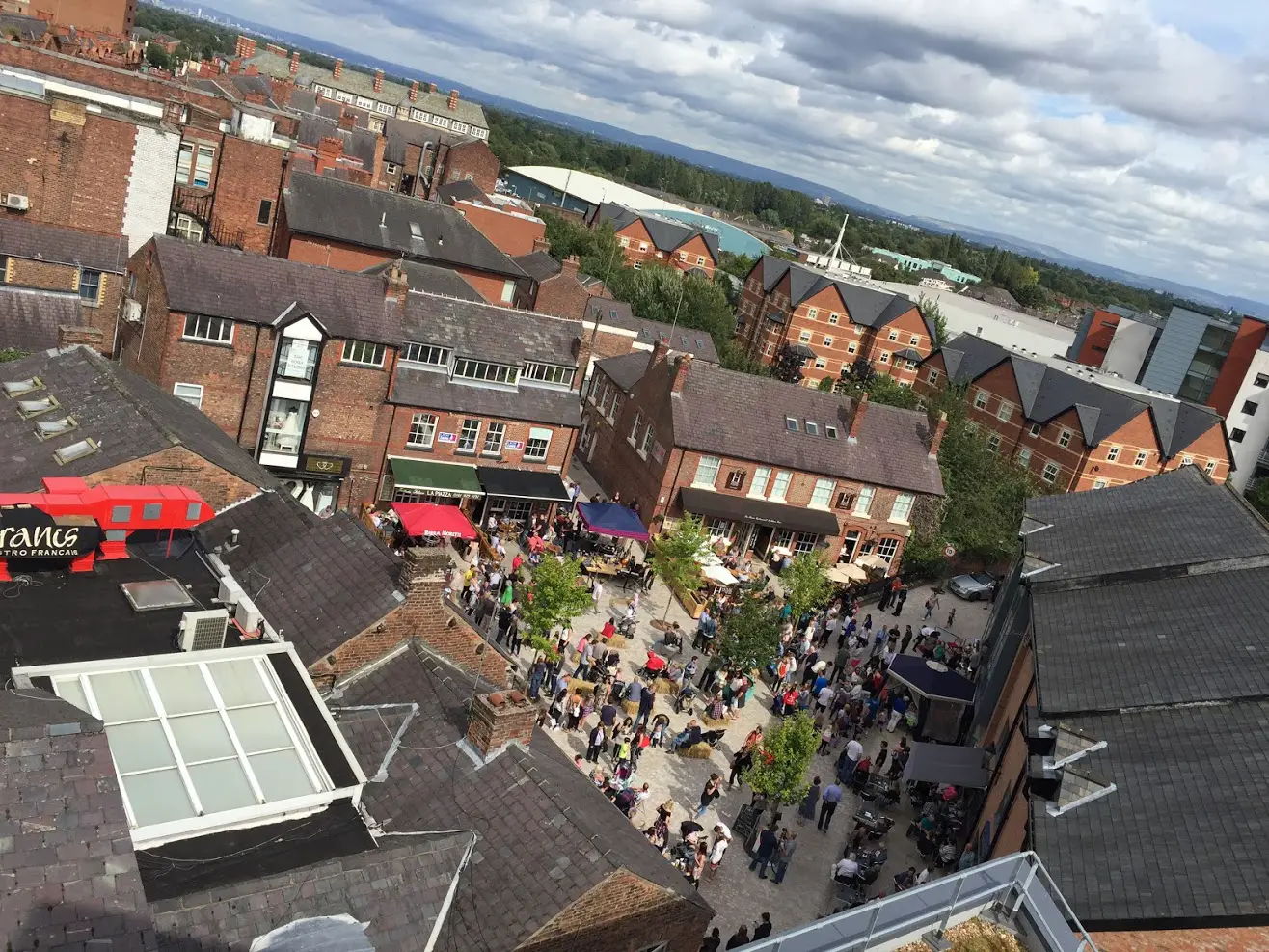 Last year's Goose Green Summer Festival as seen from the roof of Altrincham Hospital
