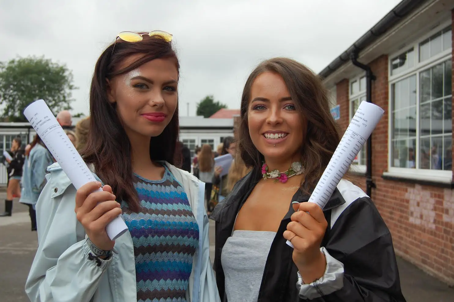 Mia Swift (left) and Charlotte Crewe with their results