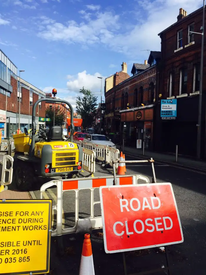 The roadworks close to the Regent Road junction