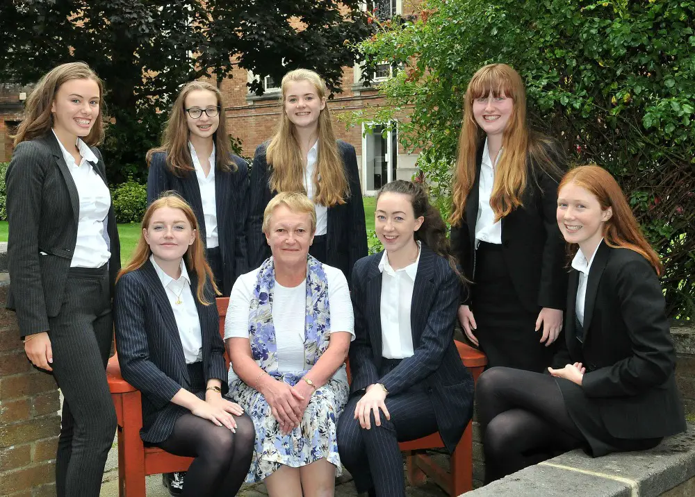 Sixth-formers from Loreto with long-serving teacher Mrs Nash