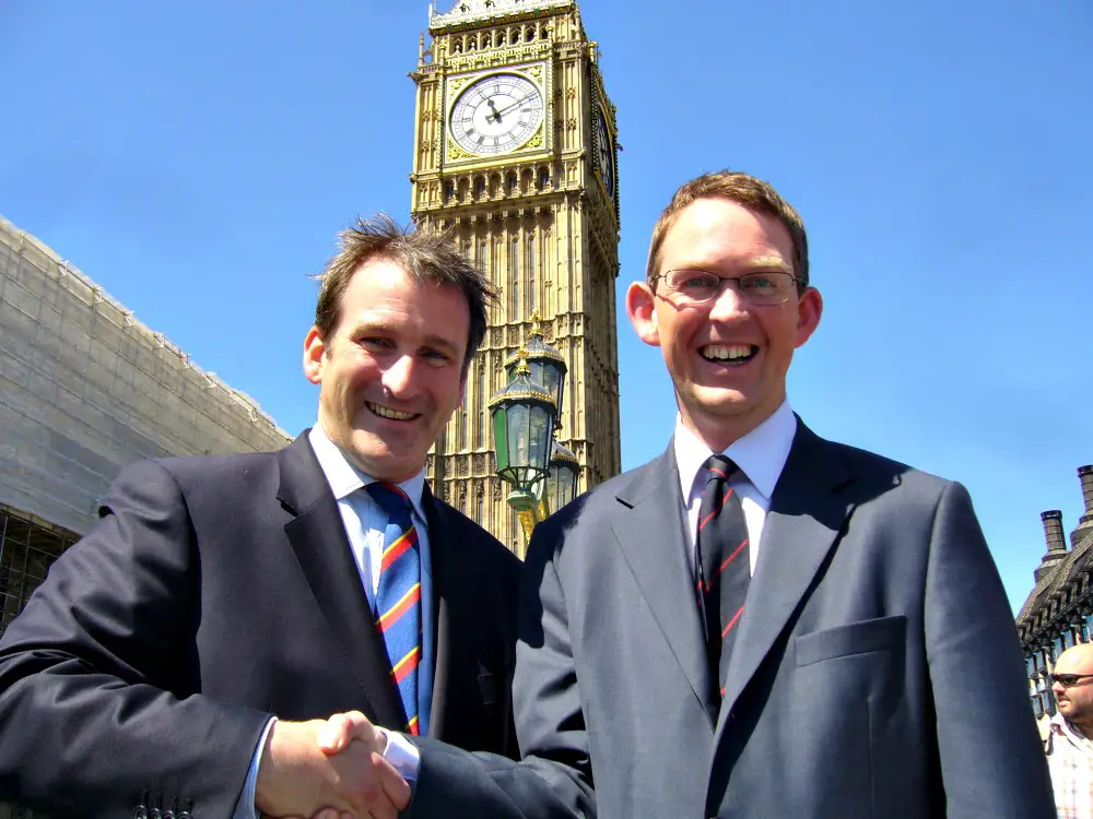 Old Ambrosians - and now government ministers - Damian Hinds (left) and Paul Maynard