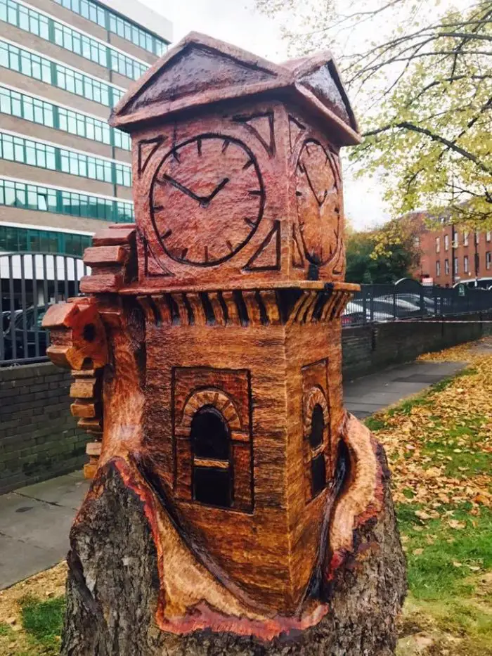 The carving celebrates Altrincham's industrial heritage