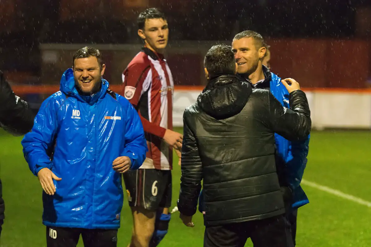 Manager Matt Doughty (left) at the final whistle