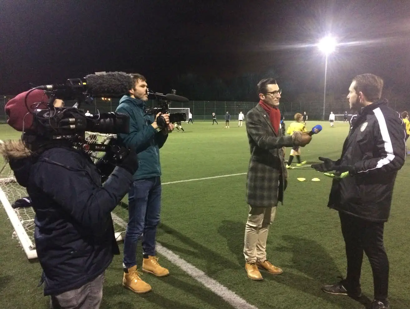 Presenter Ben Shires doing an interview during his visit to Timperley Villa 